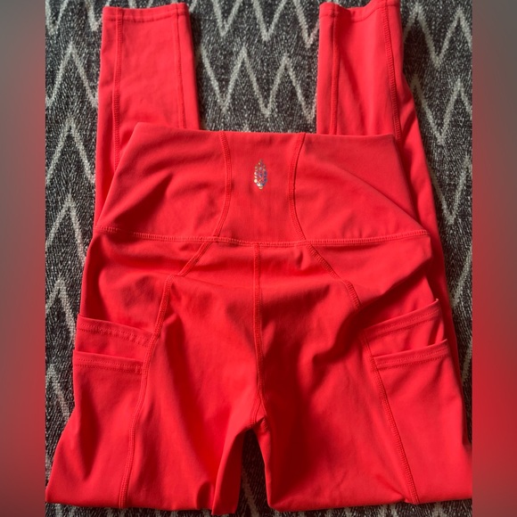 Free People FP Movement Neon Coral No Limits 7/8 Leggings XS - Picture 3 of 8